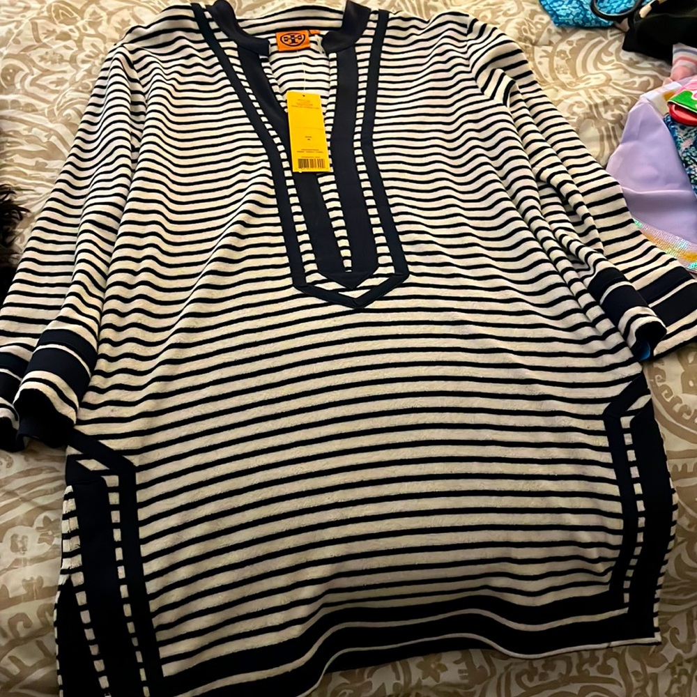 Tory Burch Terry Cloth Navy & White Dress
